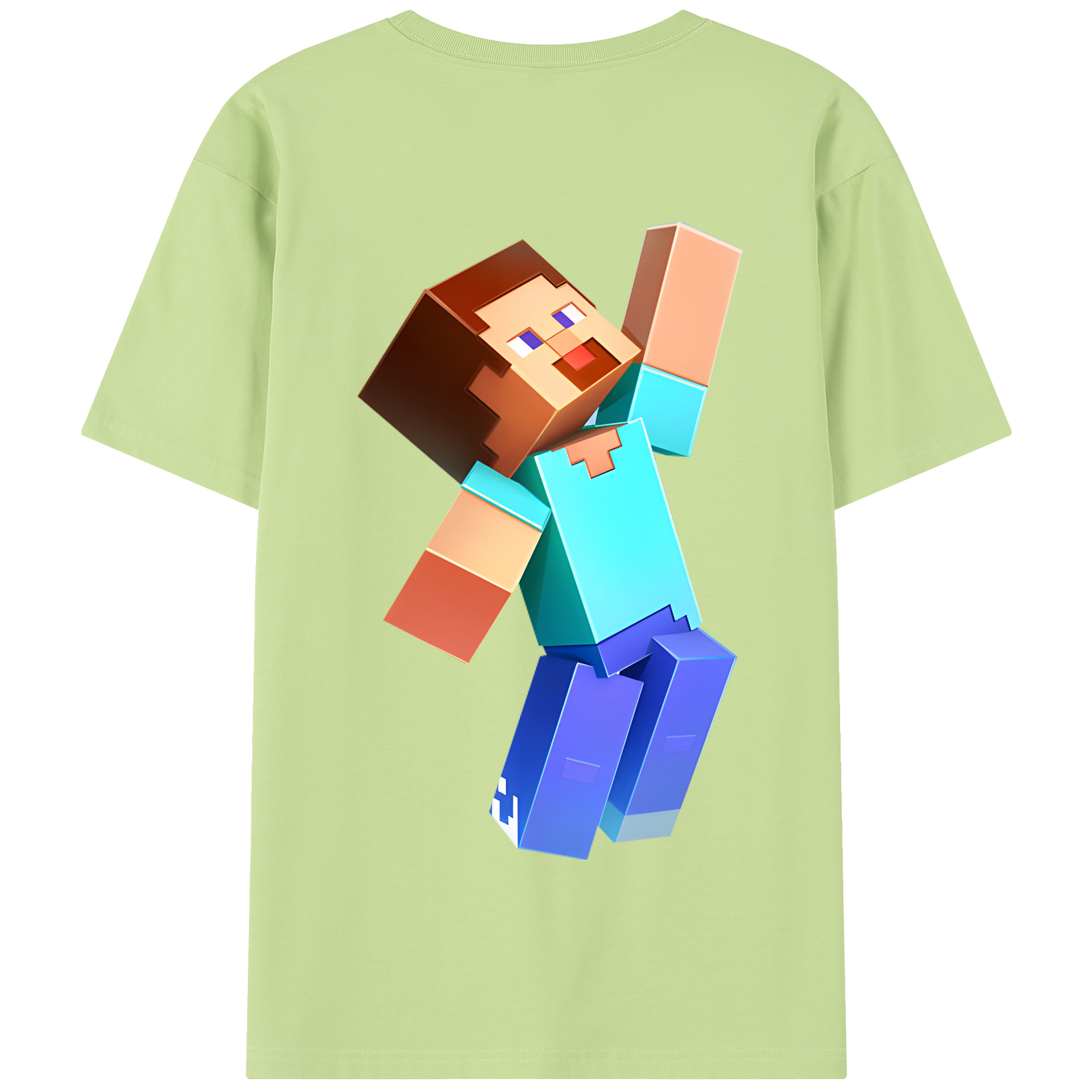 （画像用） マインクラフト ブロックの世界 Minecraft MC Block world 綿100％半袖Tシャツ（背面プリント）